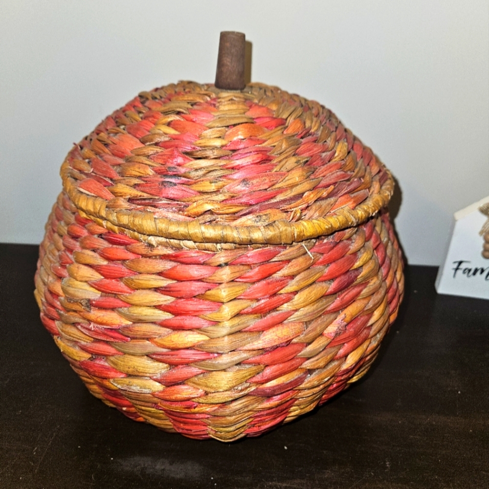 Vintage XL Wicker Pumpkin Basket